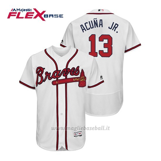 Maglia Baseball Uomo Atlanta Braves Ronald Acuna Jr. Flex Base Autentico Collezione 1ª2019 Bianco